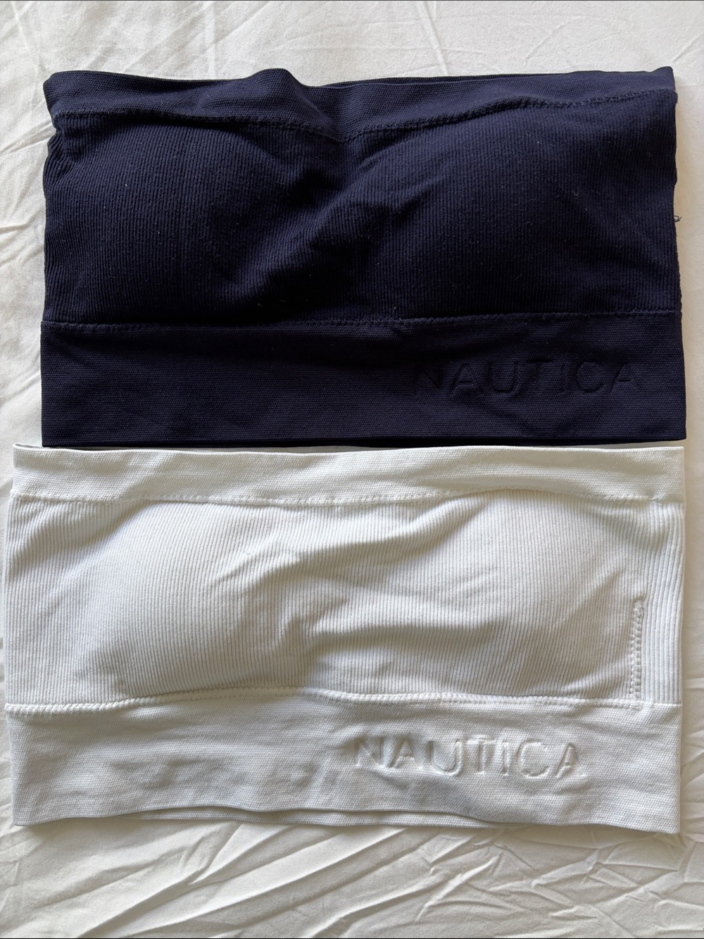 Nautica Ribbed Seamless Bandeaus - Navy & White